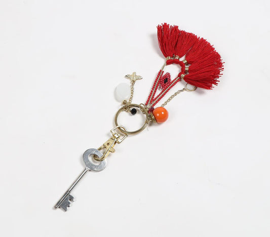 Crimson Tasseled & Boho Charm Keychain - GAAIA