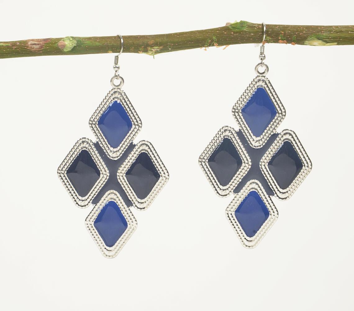 Diamond-Shaped Blue-Black Dangle Earrings - GAAIA