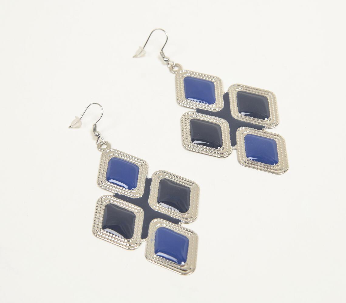 Diamond-Shaped Blue-Black Dangle Earrings - GAAIA