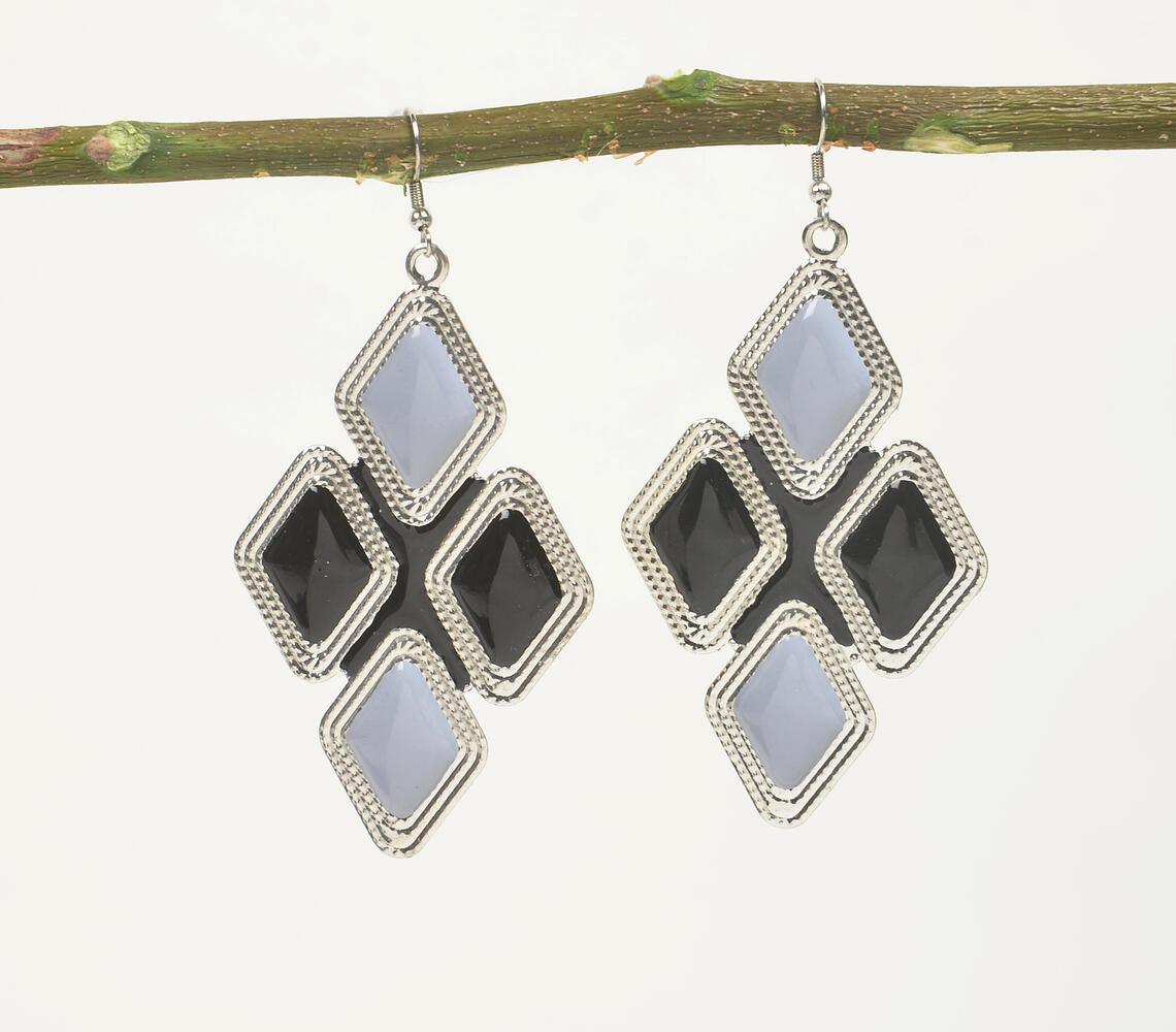 Diamond-Shaped Greyscale Dangle Earrings - GAAIA