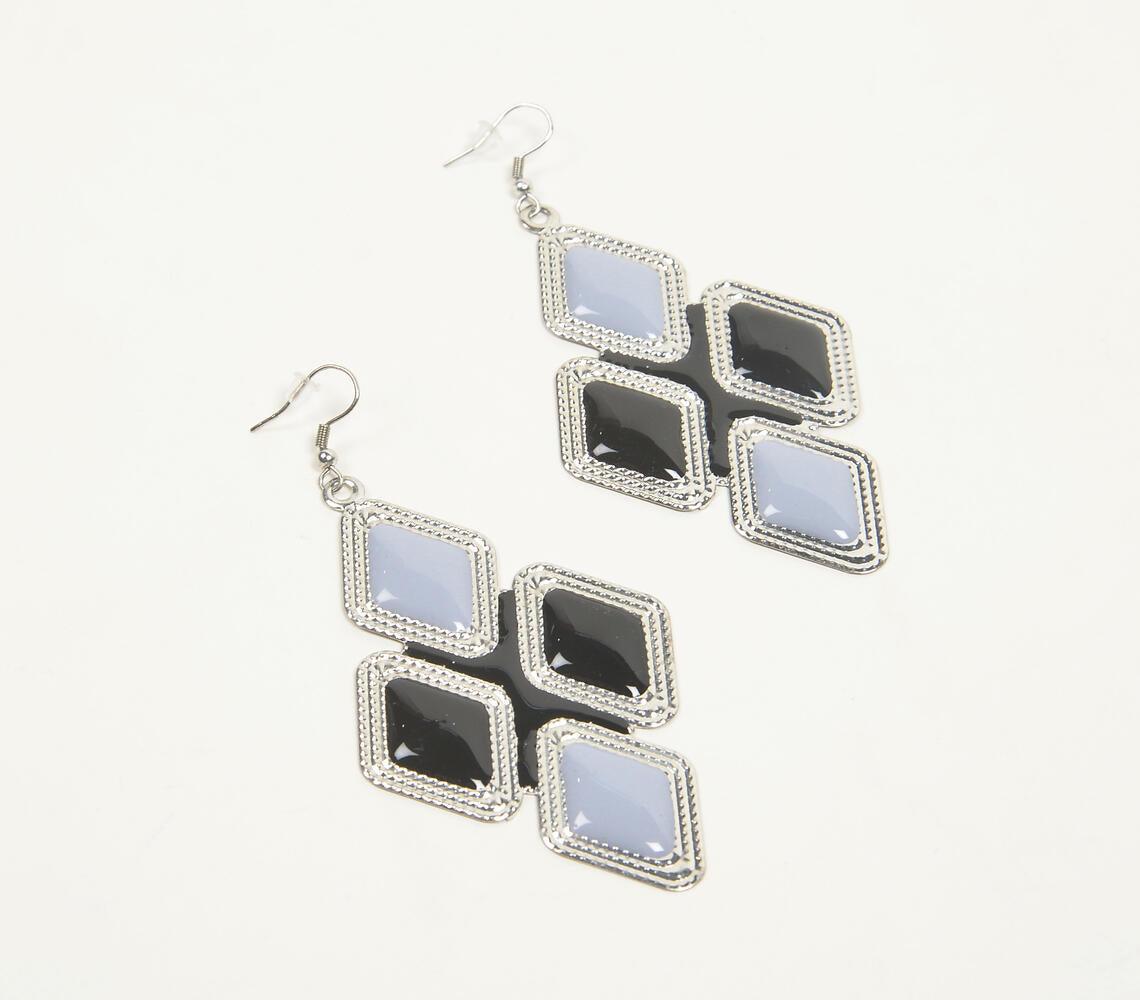 Diamond-Shaped Greyscale Dangle Earrings - GAAIA