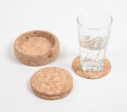 Eco-friendly Classic Round Cork Coasters with Box (Set of 6) - GAAIA