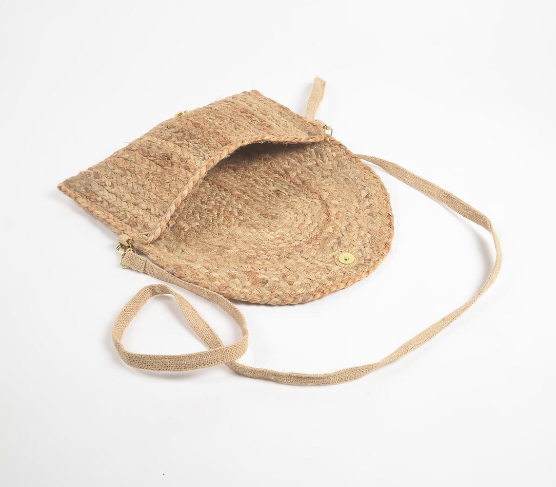 Embellished Shells & Flowers Jute Sling Bag - GAAIA