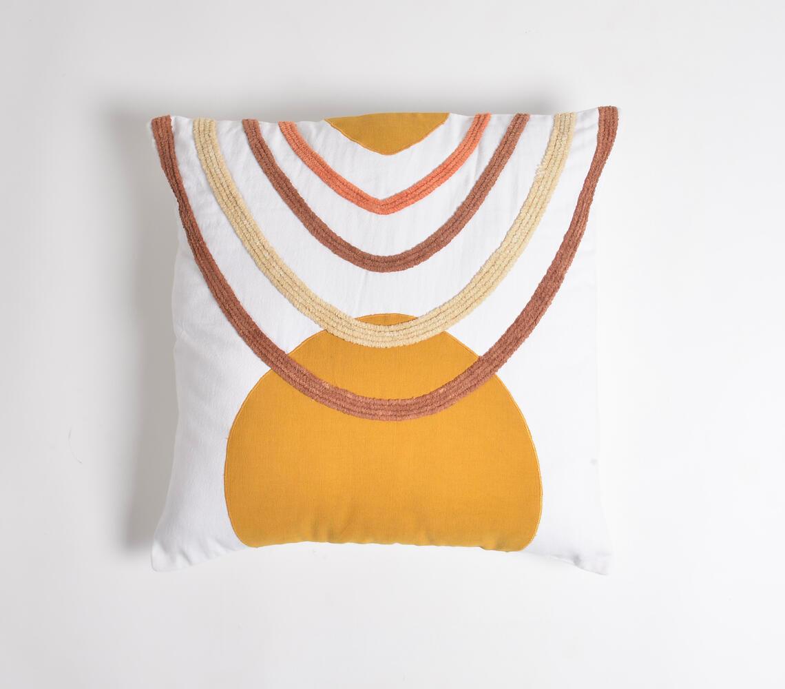 Embroidered Patchwork Cushion Cover Orange - GAAIA