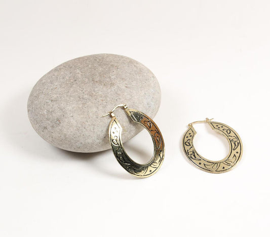 Engraved Brass Tribal Hoop Earrings - GAAIA