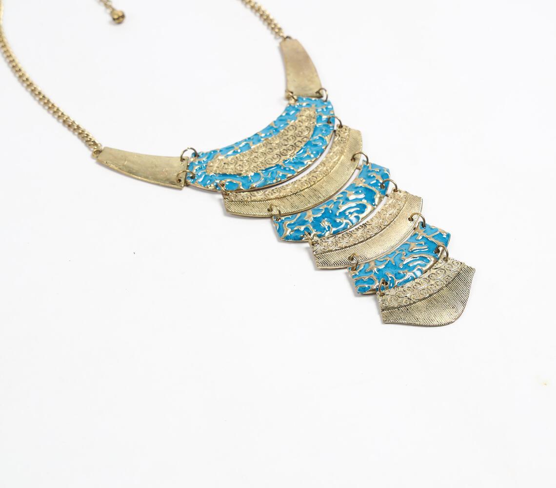 Epoxy-Inlay Gold-Toned Metal Tribal Necklace - GAAIA