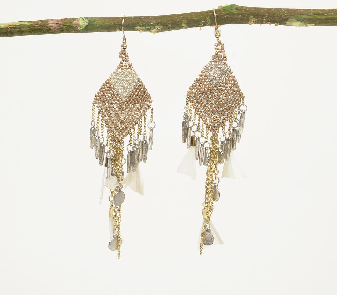 Feathered & Beaded Boho-Chic Earrings - GAAIA