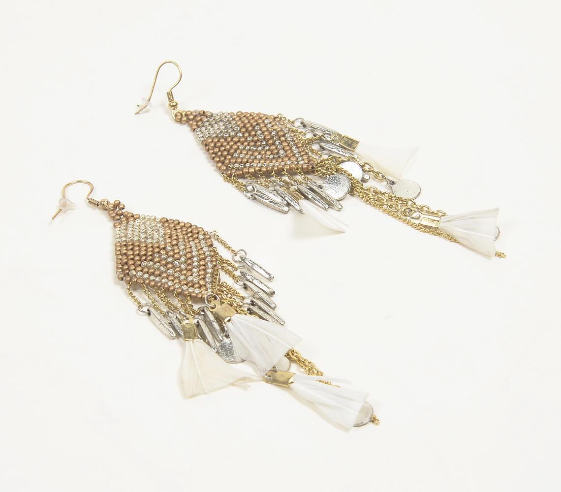 Feathered & Beaded Boho-Chic Earrings - GAAIA