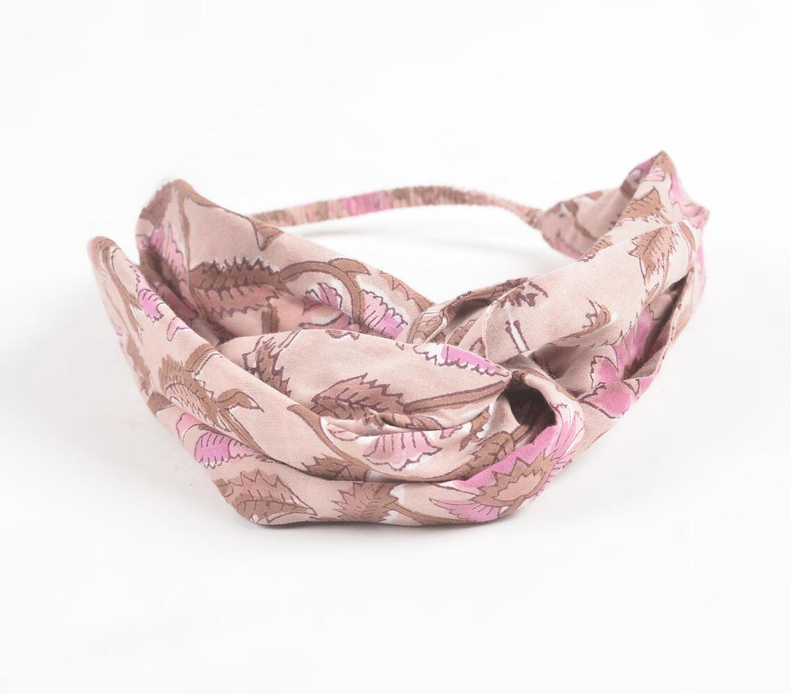 Floral Block printed Knot Hairband - GAAIA