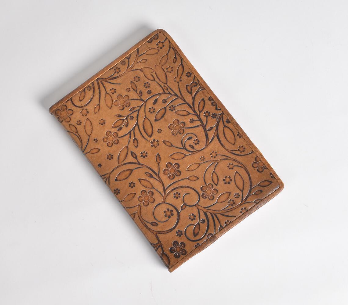 Floral Embossed Leather Diary - GAAIA