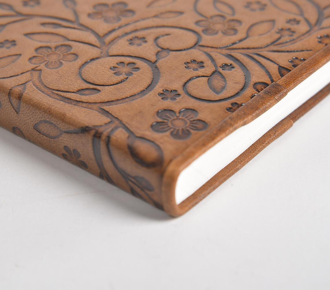 Floral Embossed Leather Diary - GAAIA