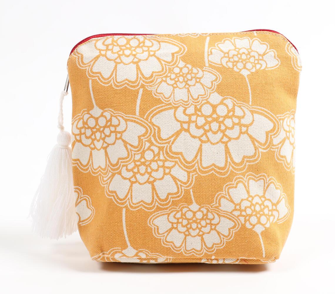 Floral Yellow embroidered Big Pouch - GAAIA