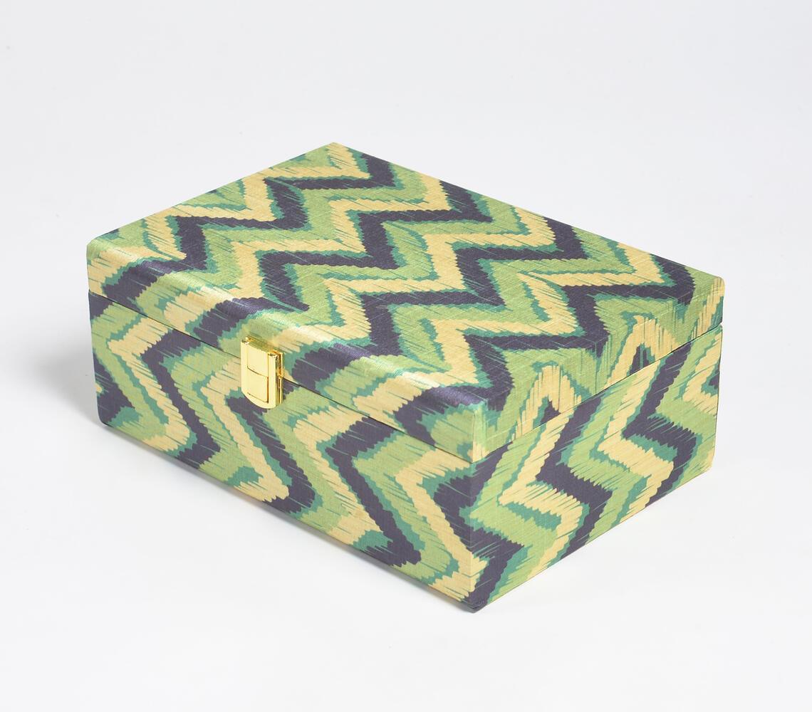 Forest Chevron Tussar Silk Jewelry Box - GAAIA