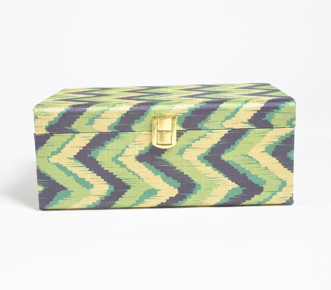 Forest Chevron Tussar Silk Jewelry Box - GAAIA