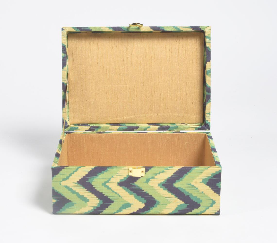 Forest Chevron Tussar Silk Jewelry Box - GAAIA