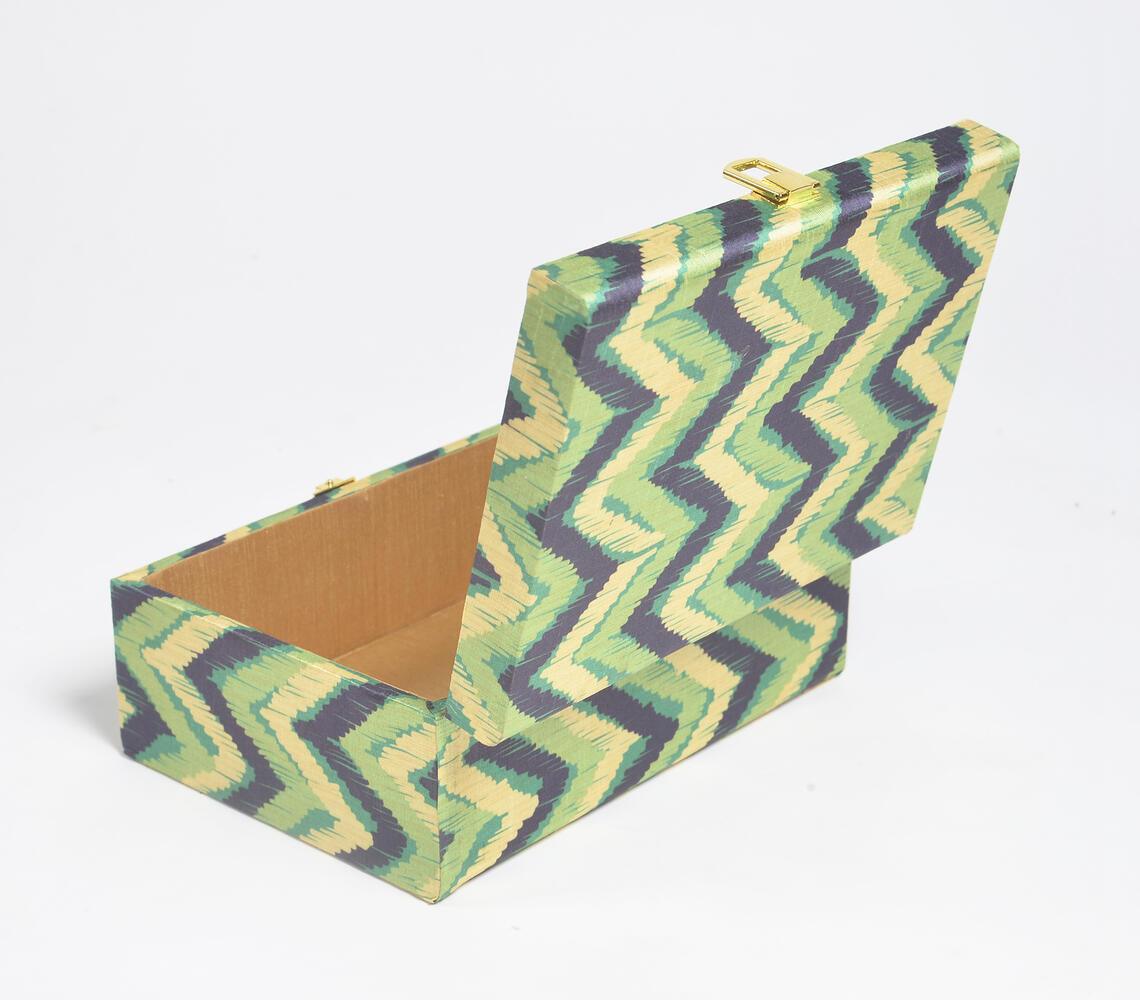 Forest Chevron Tussar Silk Jewelry Box - GAAIA