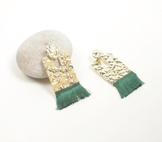 Forest Fringed Beaten Brass Earrings - GAAIA