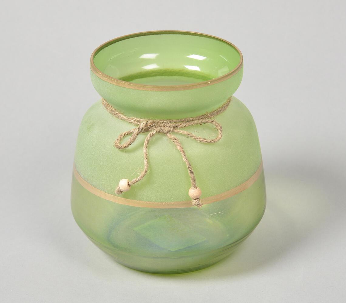 Frosted Green Glass Votives (Set of 2) - GAAIA