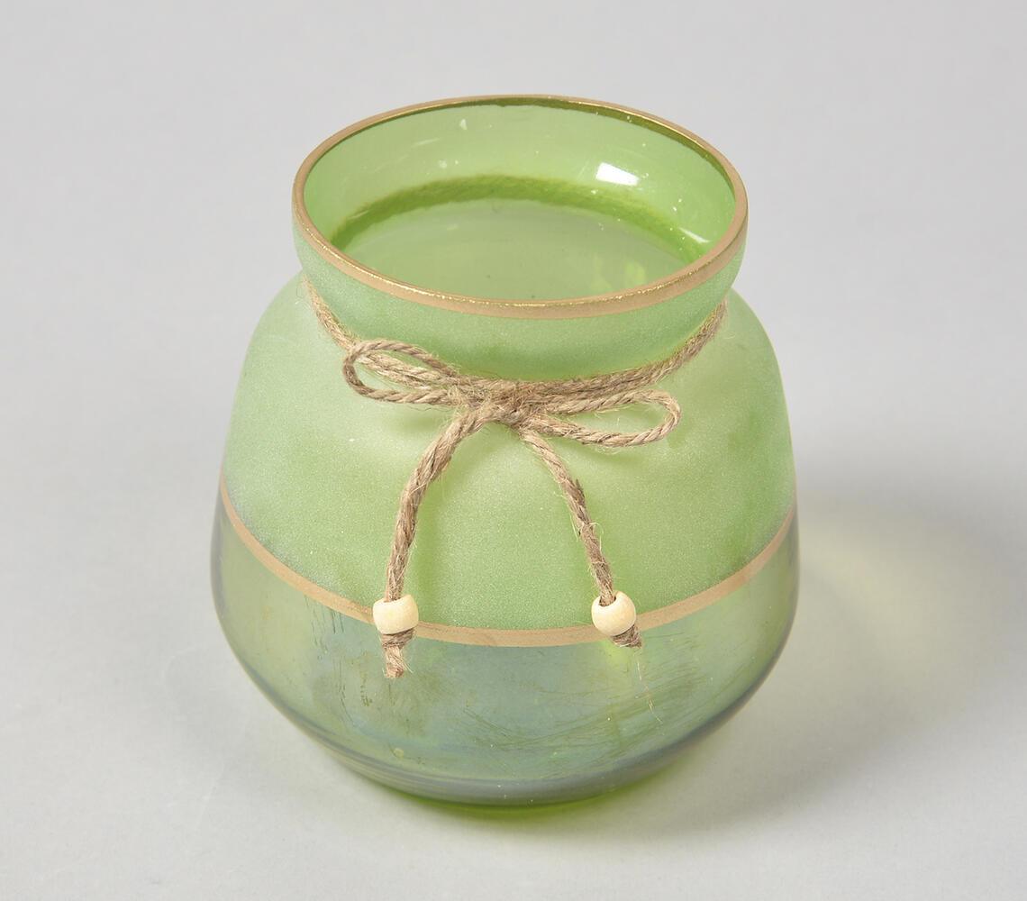 Frosted Green Glass Votives (Set of 2) - GAAIA