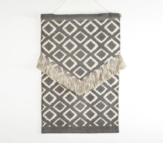 Geometric Print Cotton Fringed Patches Wall Hanging - GAAIA