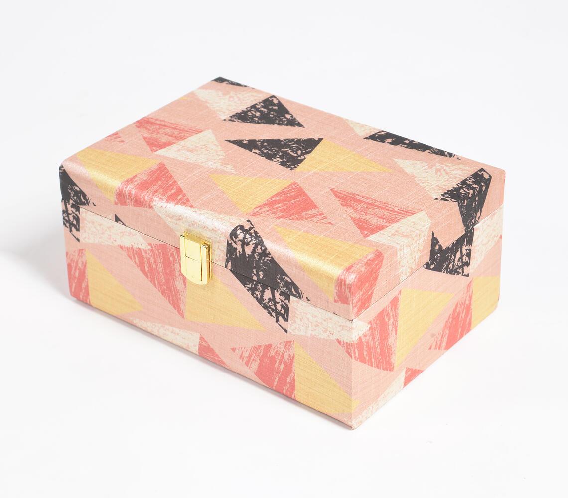 Geometric Print Tussar Silk Jewelry Box - GAAIA