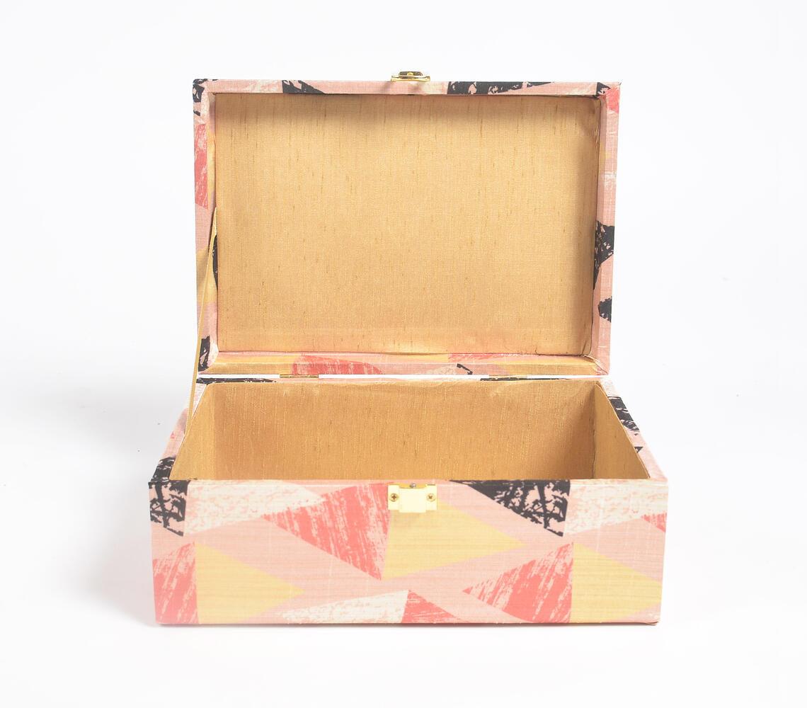 Geometric Print Tussar Silk Jewelry Box - GAAIA