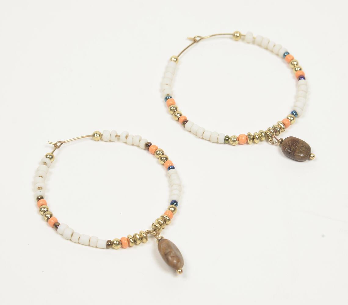 Glass beads & Natural Stone Hoop Earrings - GAAIA