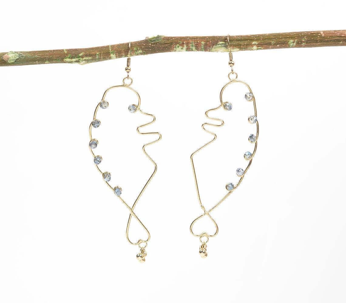 Gold-Toned Brass & Glass Beads Abstract Dangle Earrings - GAAIA