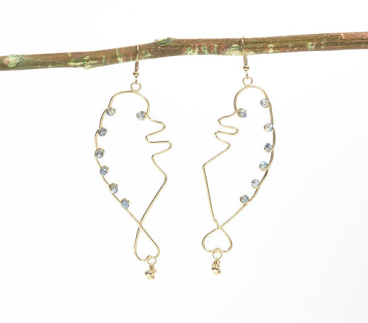 Gold-Toned Brass & Glass Beads Abstract Dangle Earrings - GAAIA