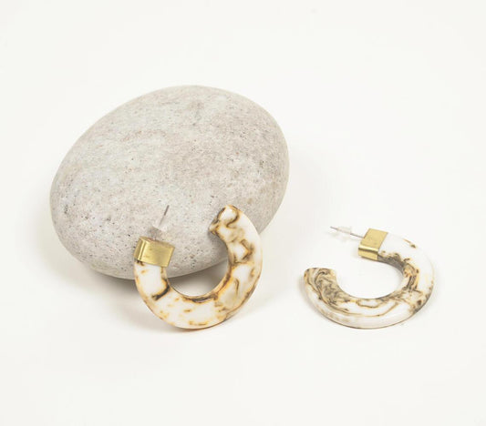 Gold-Toned Brass & Resin C-Hoop Earrings - GAAIA