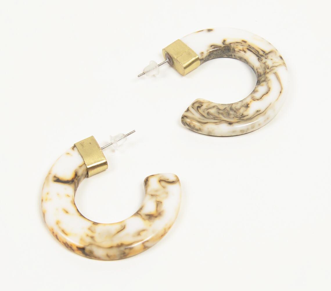 Gold-Toned Brass & Resin C-Hoop Earrings - GAAIA