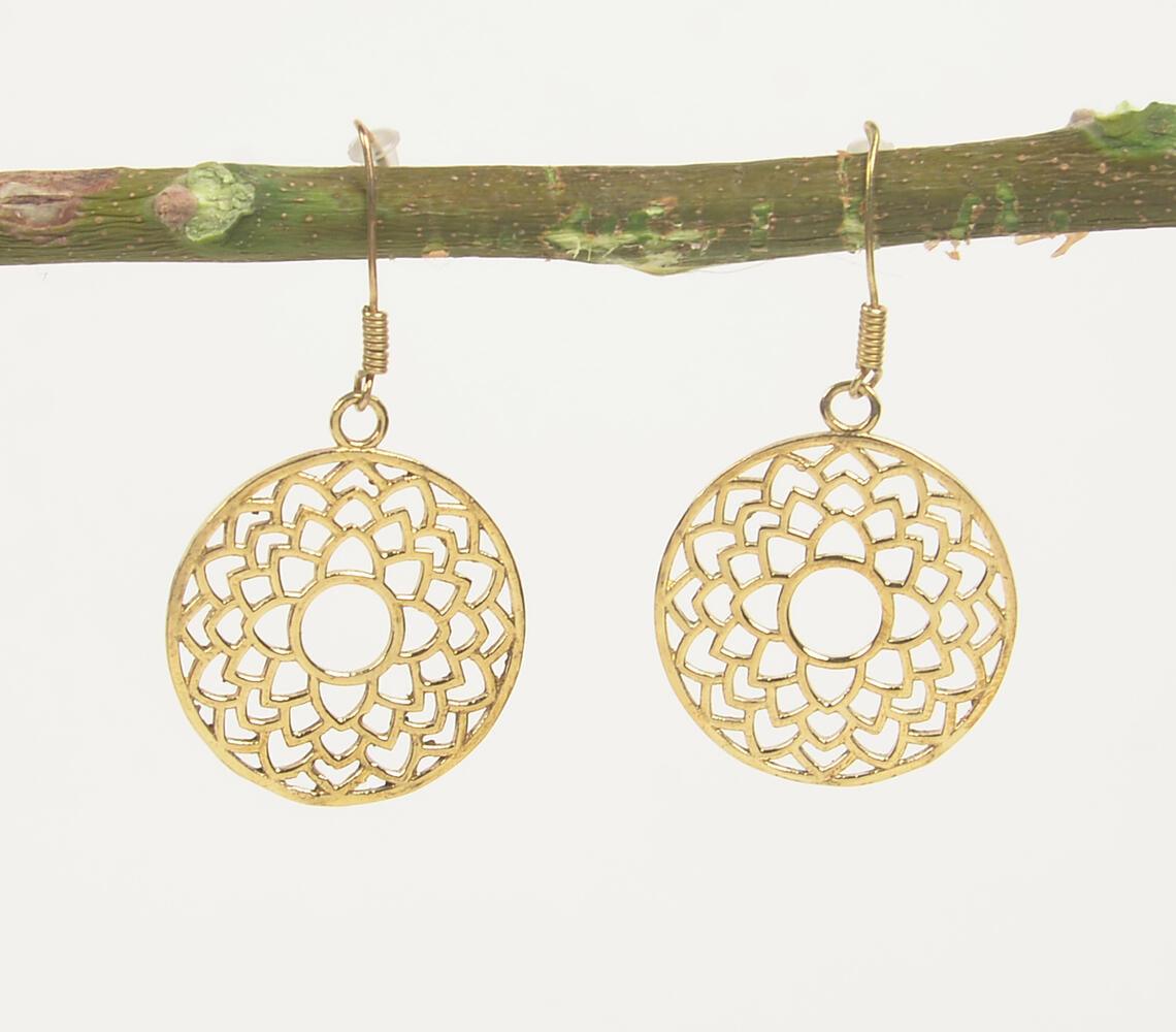 Gold-Toned Brass Floral Dangle Earrings - GAAIA