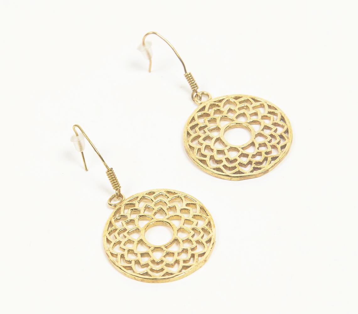 Gold-Toned Brass Floral Dangle Earrings - GAAIA