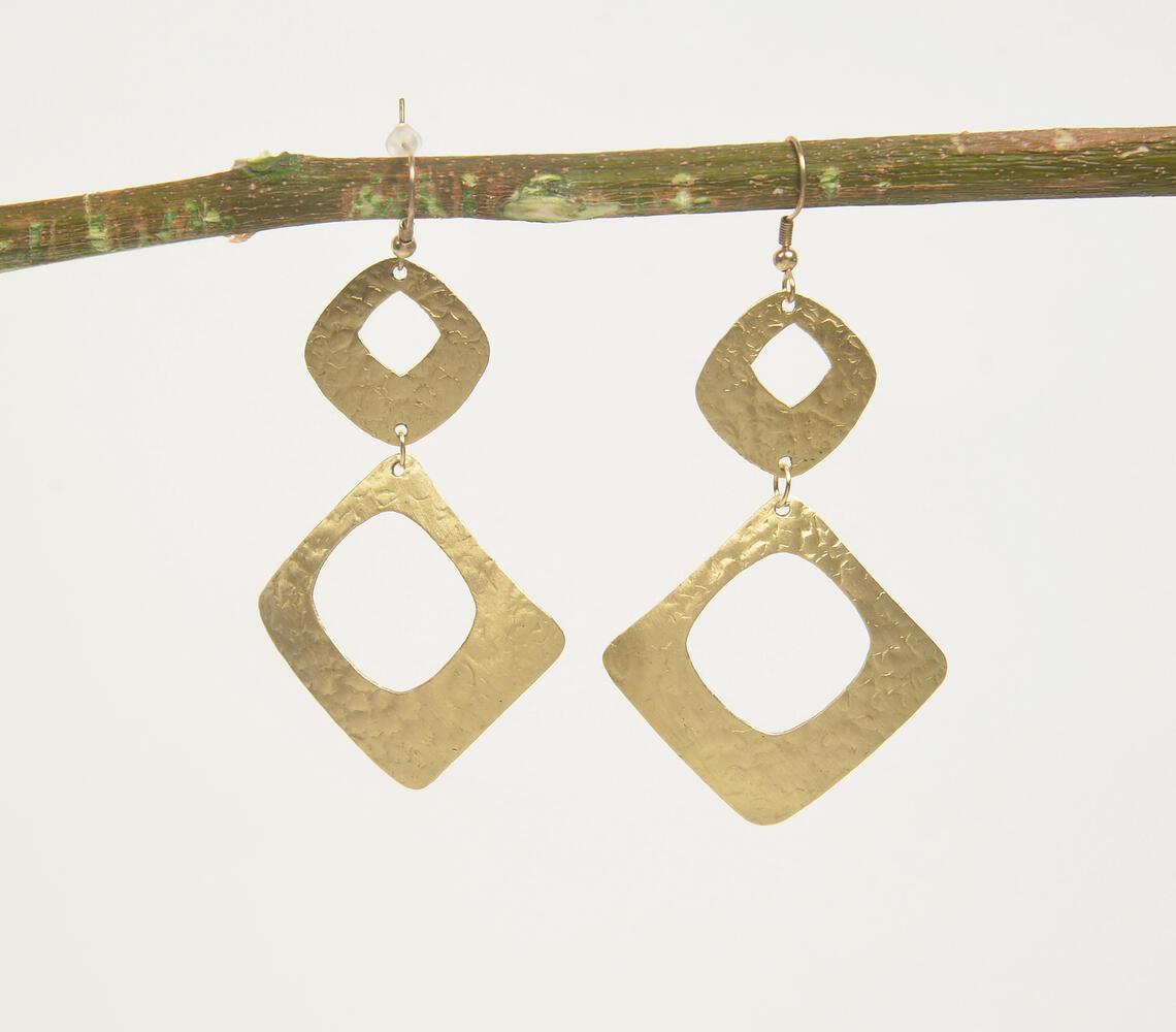 Gold-Toned Brass Geometric Dangle Earrings - GAAIA