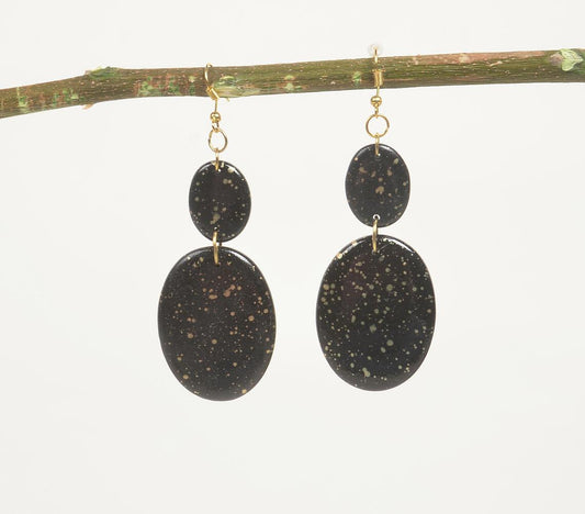 Gold-Toned Iron & Black Resin Dangle Earrings - GAAIA