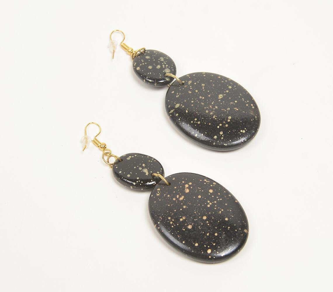 Gold-Toned Iron & Black Resin Dangle Earrings - GAAIA