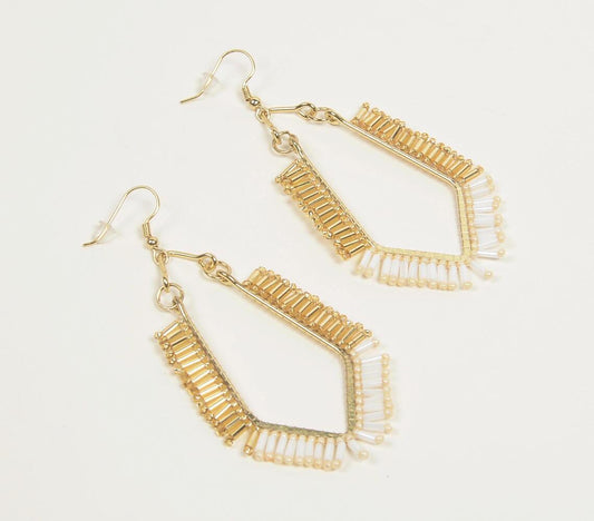 Gold-Toned Iron & Glass Beads Geometric-Drop Dangle Earrings - GAAIA