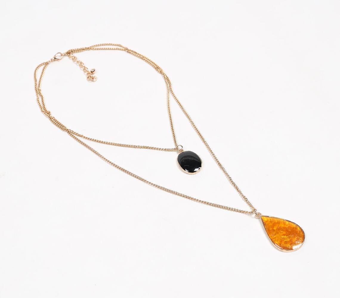 Gold-Toned Iron & Resin Layered Pendant Necklace - GAAIA