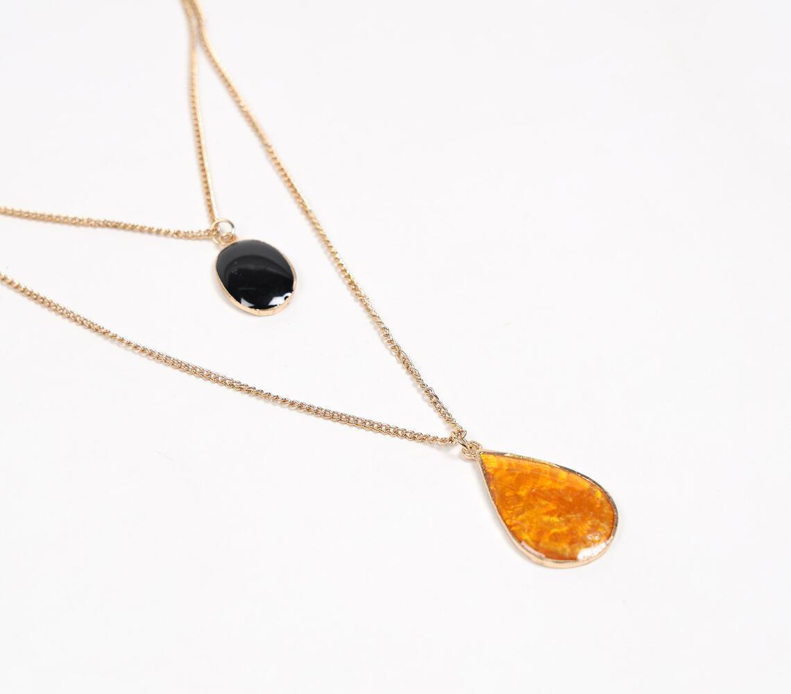 Gold-Toned Iron & Resin Layered Pendant Necklace - GAAIA