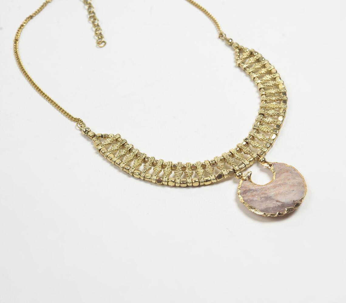 Gold-Toned Iron & Stone Necklace with Extension Chain - GAAIA