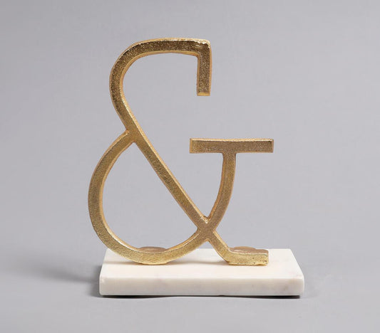 Gold-Toned Iron & White Marble Logogram Tabletop Decorative Q1 - GAAIA