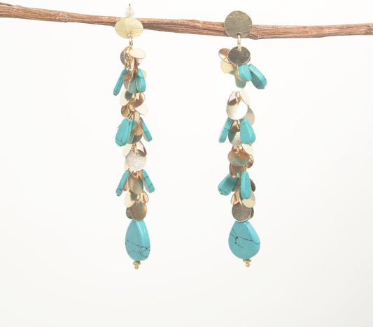 Gold-Toned Iron, Sequin & Clay Shoulder-Duster Earrings - GAAIA