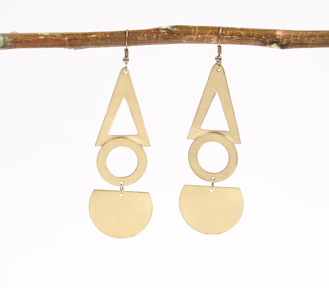 Gold-Toned Metal Geometric Dangle Earrings - GAAIA