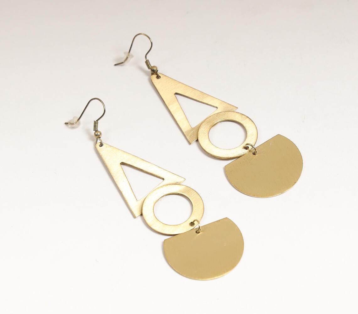 Gold-Toned Metal Geometric Dangle Earrings - GAAIA