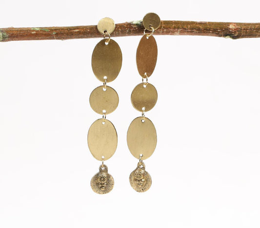 Gold-Toned Metal Tiered Drop Earrings - GAAIA