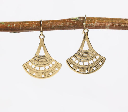 Gold-Toned Recycled Brass Dangle Earrings - GAAIA