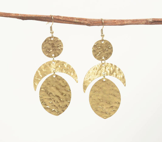 Gold-Toned Textured Brass Dangle Earrings - GAAIA