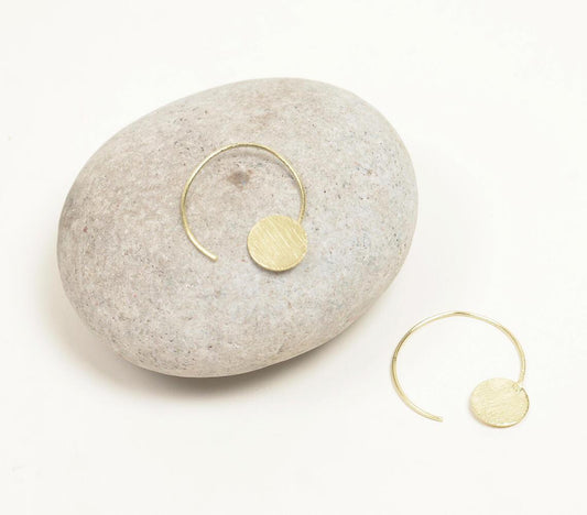 Gold-Toned Textured Metallic C-Hoop Earrings - GAAIA