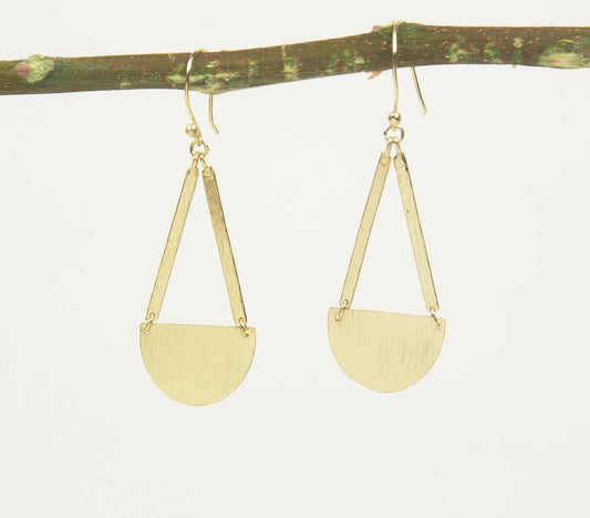 Gold-Toned Textured Zinc & Brass Geometric Dangle Earrings - GAAIA