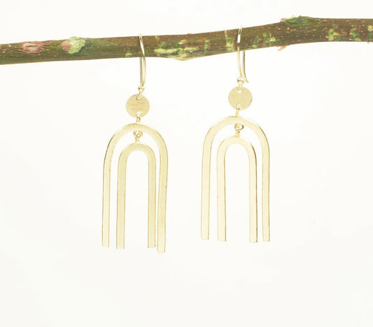 Gold-Toned Zinc & Brass Magnet-Shaped Dangle Earrings - GAAIA